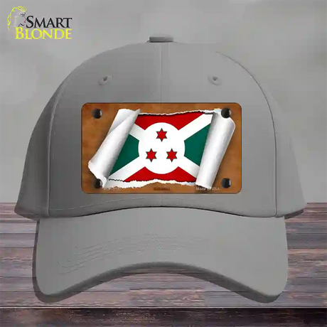 Burundi Flag Scroll Novelty License Plate Hat Cotton / Gray