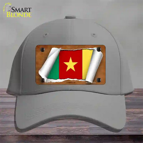 Cameroon Flag Scroll Novelty License Plate Hat Cotton / Gray