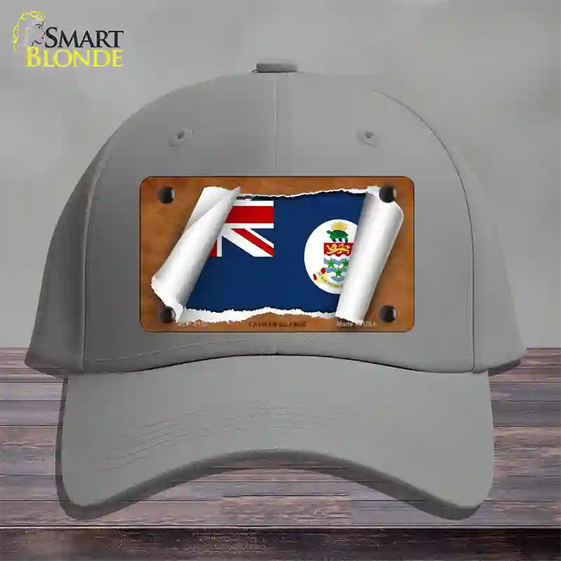 Cayman Islands Flag Scroll Novelty License Plate Hat Cotton / Gray