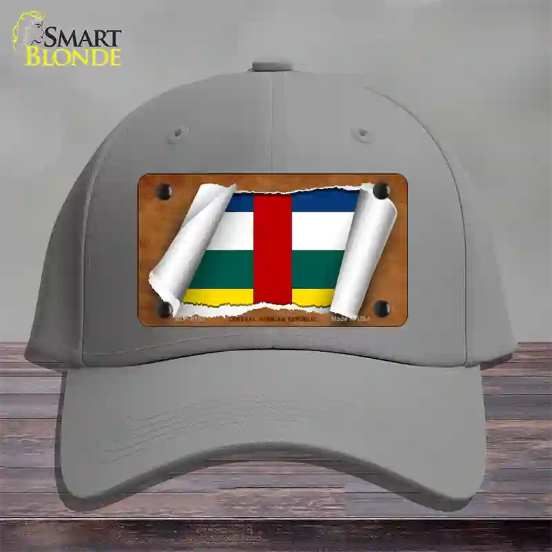 Central African Republic Flag Scroll Novelty License Plate Hat Cotton / Gray