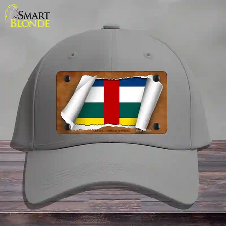 Central African Republic Flag Scroll Novelty License Plate Hat Cotton / Gray