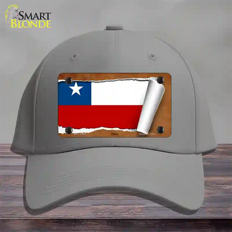 Chile Flag Scroll Novelty License Plate Hat Cotton / Gray