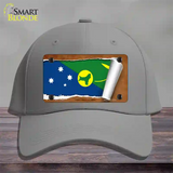 Christmas Islands Flag Scroll Novelty License Plate Hat Cotton / Gray