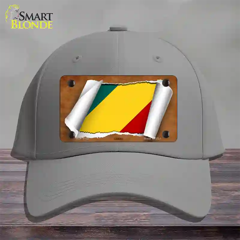 Congo Flag Scroll Novelty License Plate Hat Cotton / Gray