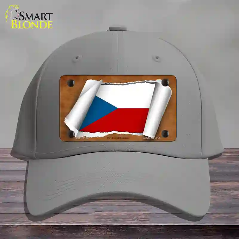 Czech Republic Flag Scroll Novelty License Plate Hat Cotton / Gray