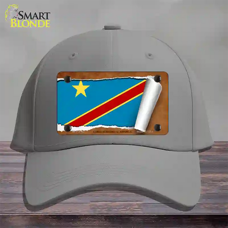 Congo Democratic Republic Flag Scroll Novelty License Plate Hat Cotton / Gray