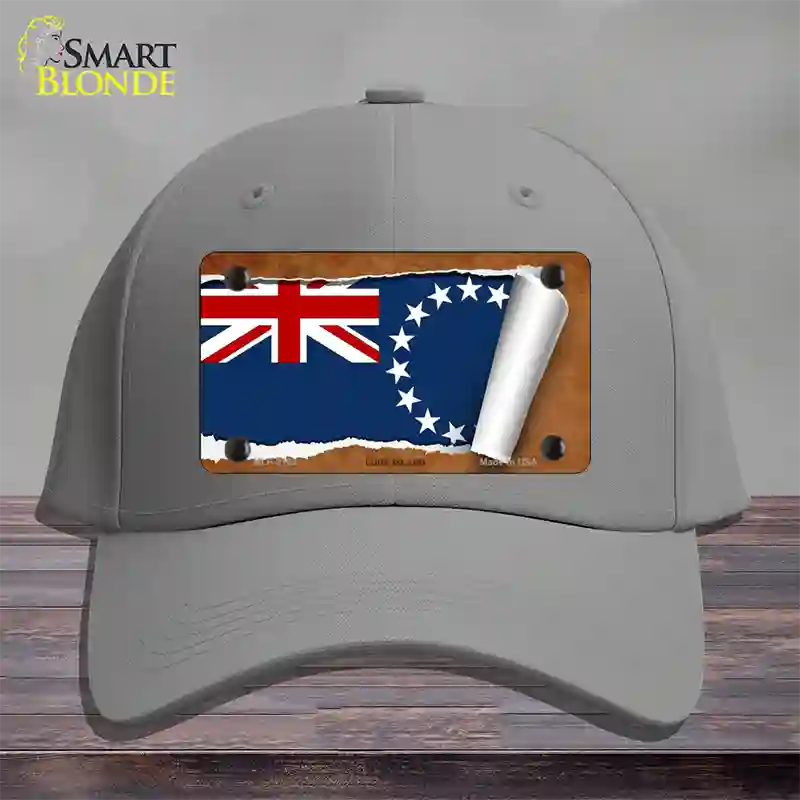 Cook Island Flag Scroll Novelty License Plate Hat Cotton / Gray