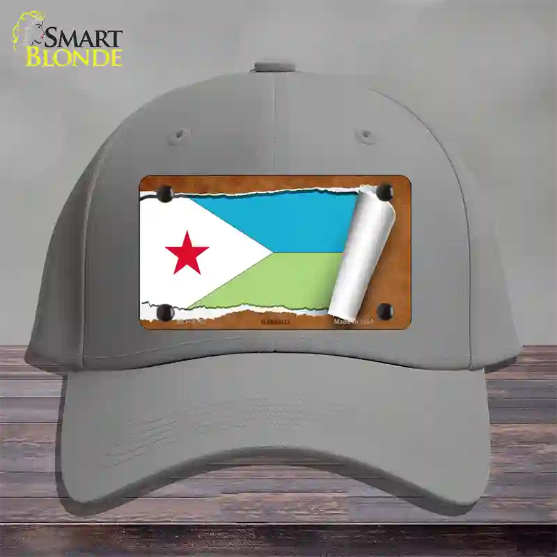 Djibouti Flag Scroll Novelty License Plate Hat Cotton / Gray