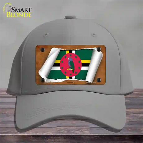 Dominica Flag Scroll Novelty License Plate Hat Cotton / Gray