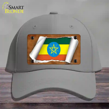 Ethiopia Flag Scroll Novelty License Plate Hat Cotton / Gray