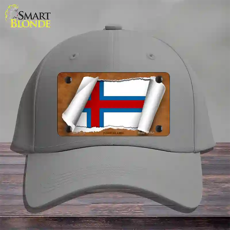 Faroe Islands Flag Scroll Novelty License Plate Hat Cotton / Gray