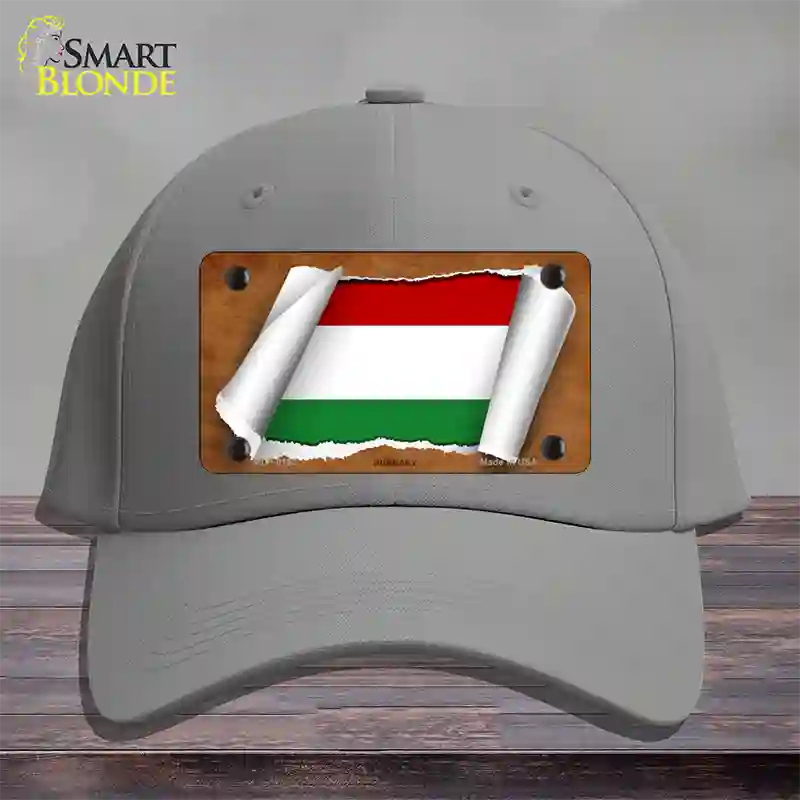 Hungary Flag Scroll Novelty License Plate Hat Cotton / Gray