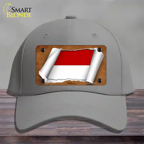 Indonesia Flag Scroll Novelty License Plate Hat Cotton / Gray