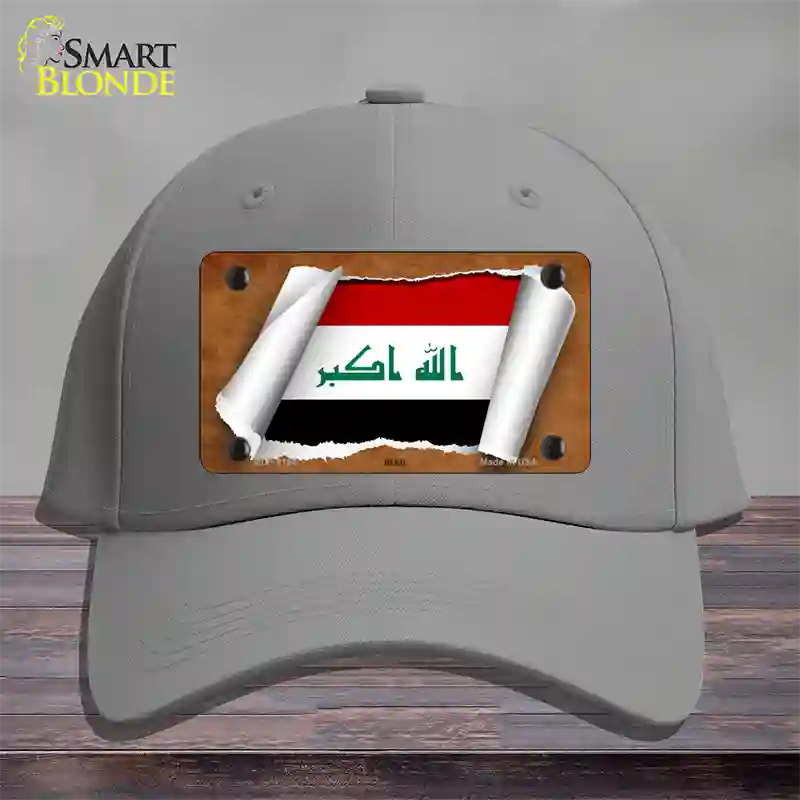 Iraq Flag Scroll Novelty License Plate Hat Cotton / Gray