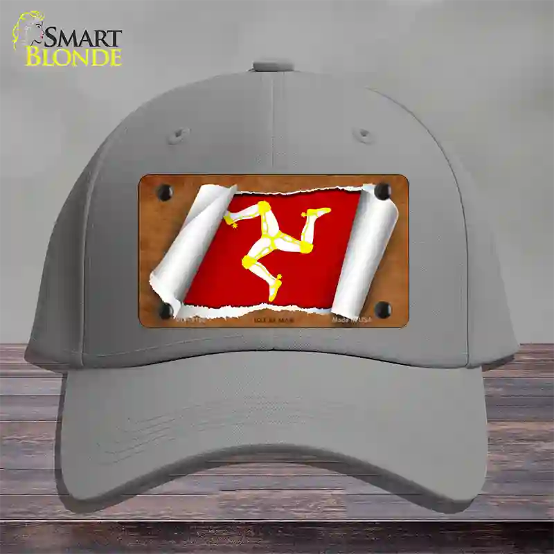 Isle of Man Flag Scroll Novelty License Plate Hat Cotton / Gray