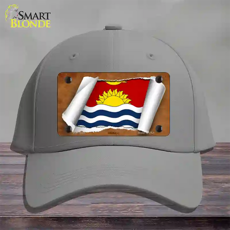 Kiribati Flag Scroll Novelty License Plate Hat Cotton / Gray