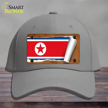 North Korea Flag Scroll Novelty License Plate Hat Cotton / Gray