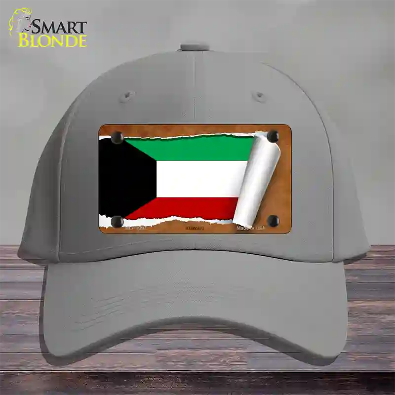 Kuwait Flag Scroll Novelty License Plate Hat Cotton / Gray