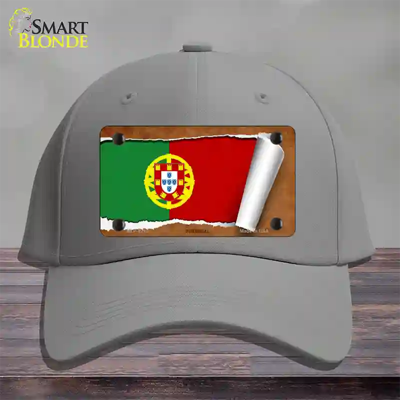 Portugal Flag Scroll Novelty License Plate Hat Cotton / Gray