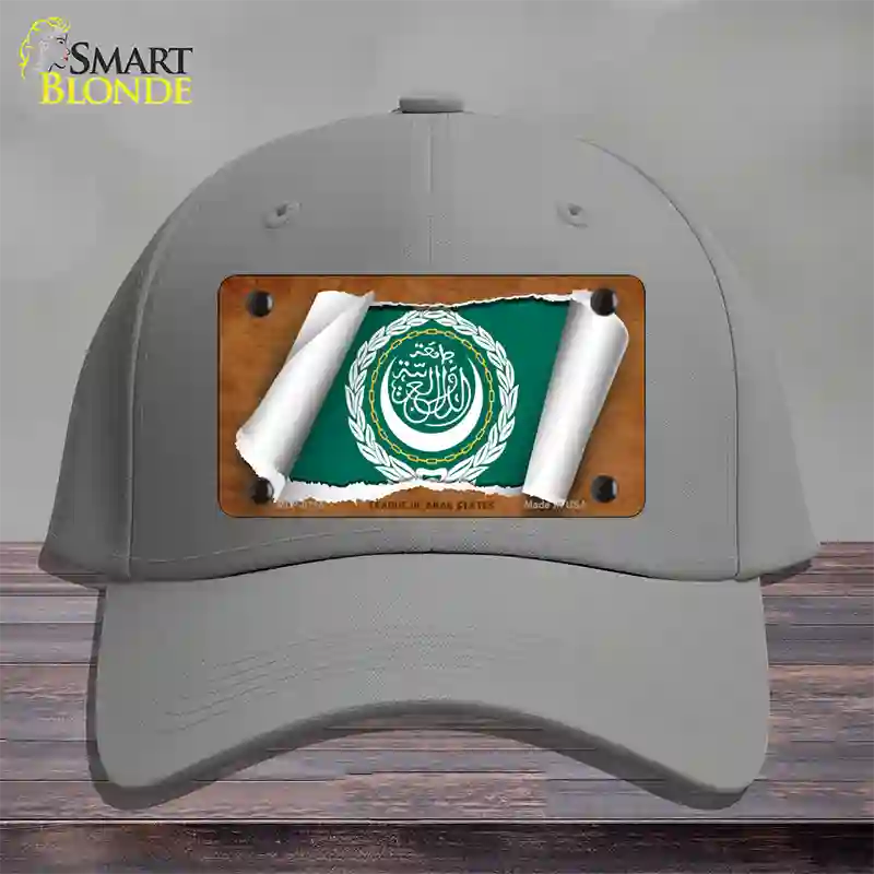 League of Arab States Flag Scroll Novelty License Plate Hat Cotton / Gray