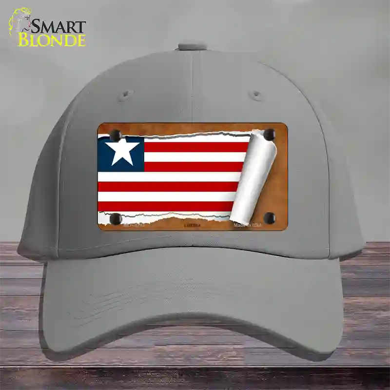 Liberia Flag Scroll Novelty License Plate Hat Cotton / Gray