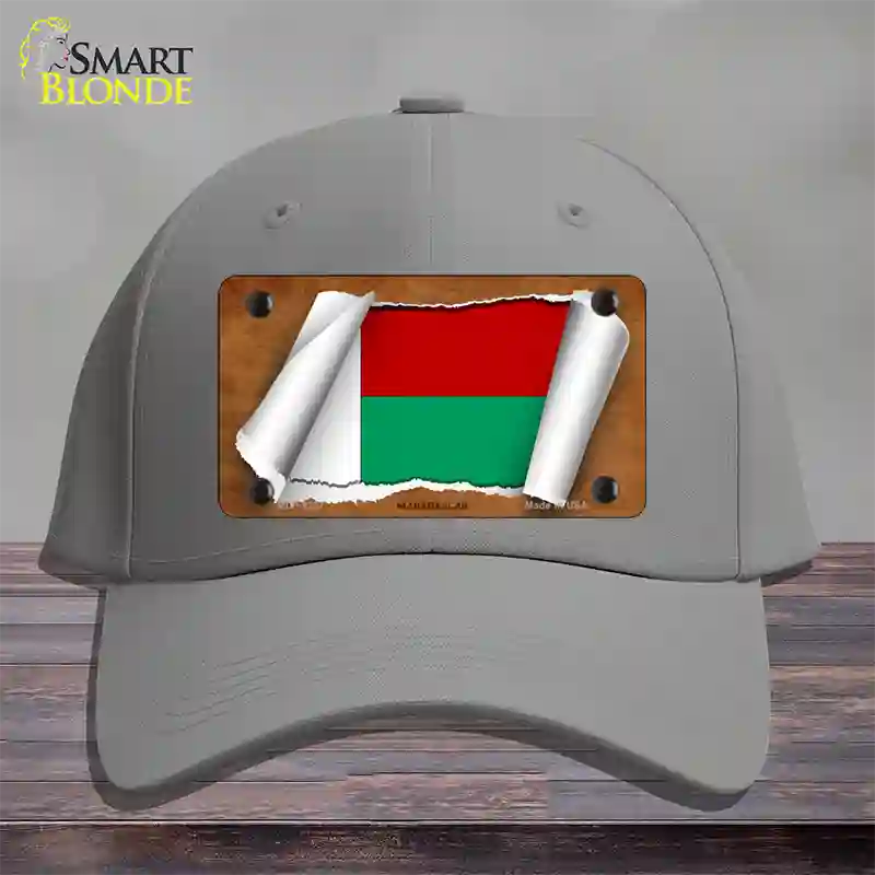 Madagascar Flag Scroll Novelty License Plate Hat Cotton / Gray