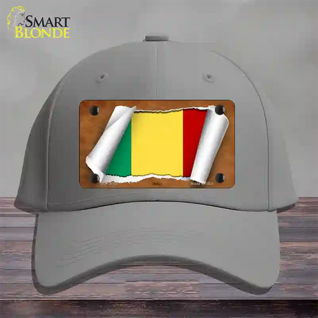 Mali Flag Scroll Novelty License Plate Hat Cotton / Gray