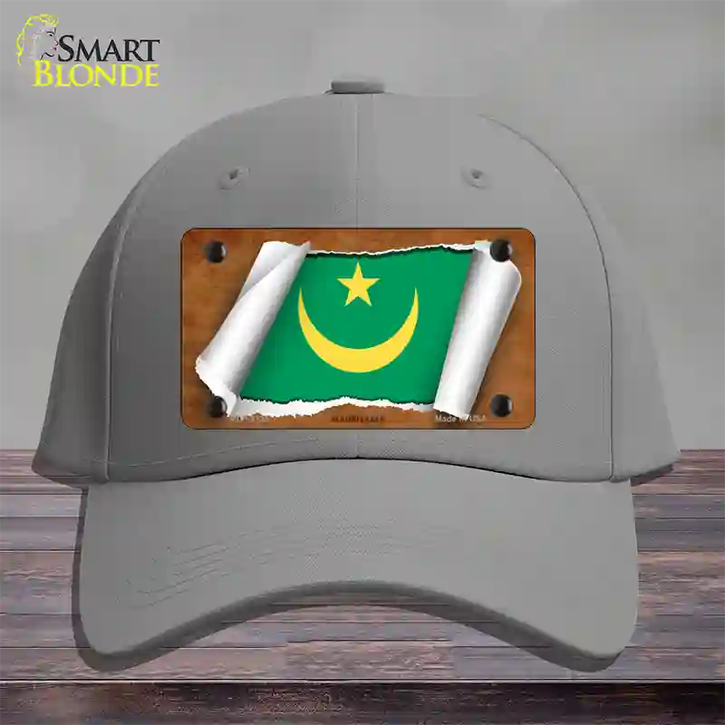 Mauritania Flag Scroll Novelty License Plate Hat Cotton / Gray