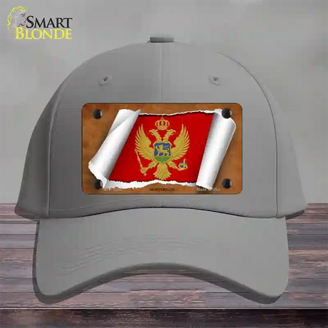 Montenegro Flag Scroll Novelty License Plate Hat Cotton / Gray