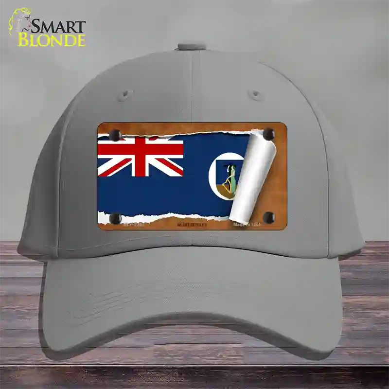 Montserrat Flag Scroll Novelty License Plate Hat Cotton / Gray