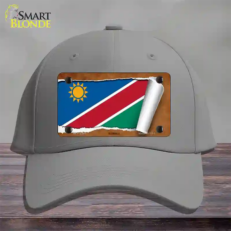 Namibia Flag Scroll Novelty License Plate Hat Cotton / Gray