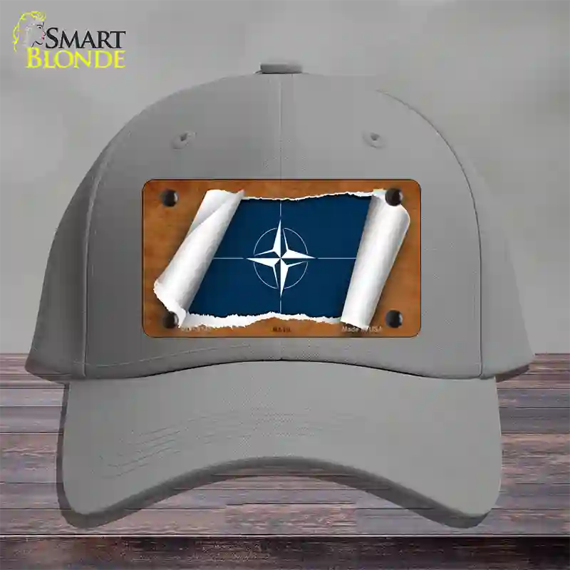 Nato Flag Scroll Novelty License Plate Hat Cotton / Gray