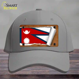 Nepal Flag Scroll Novelty License Plate Hat Cotton / Gray