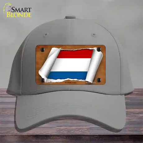 Netherlands Flag Scroll Novelty License Plate Hat Cotton / Gray