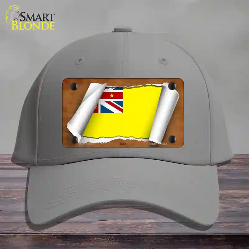 Nive Flag Scroll Novelty License Plate Hat Cotton / Gray