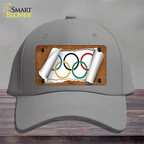 Olympic Flag Scroll Novelty License Plate Hat Cotton / Gray