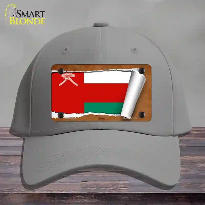 Oman Flag Scroll Novelty License Plate Hat Cotton / Gray