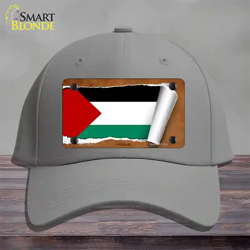 Palestine Flag Scroll Novelty License Plate Hat Cotton / Gray