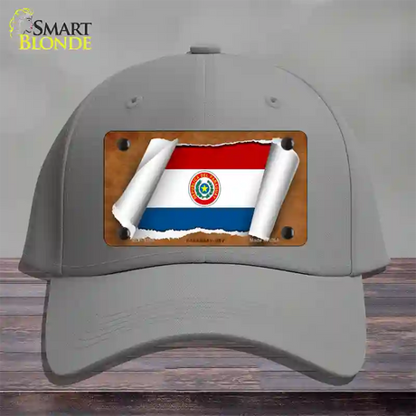 Paraguay-OBV Flag Scroll Novelty License Plate Hat Cotton / Gray