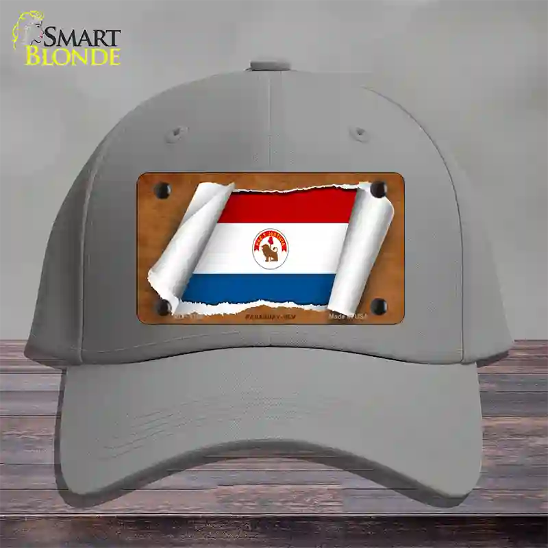 Paraguay-REV Flag Scroll Novelty License Plate Hat Cotton / Gray