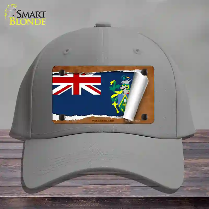 Pitcairn Islands Flag Scroll Novelty License Plate Hat Cotton / Gray