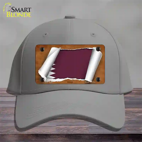 Qatar Flag Scroll Novelty License Plate Hat Cotton / Gray