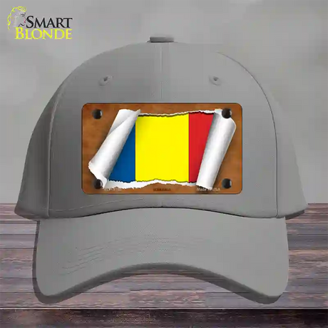 Romania Flag Scroll Novelty License Plate Hat Cotton / Gray