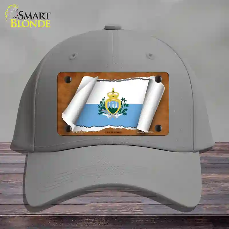 San Marino Flag Scroll Novelty License Plate Hat Cotton / Gray