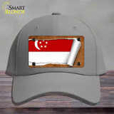 Singapore Flag Scroll Novelty License Plate Hat Cotton / Gray