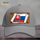 Slovakia Flag Scroll Novelty License Plate Hat Cotton / Gray