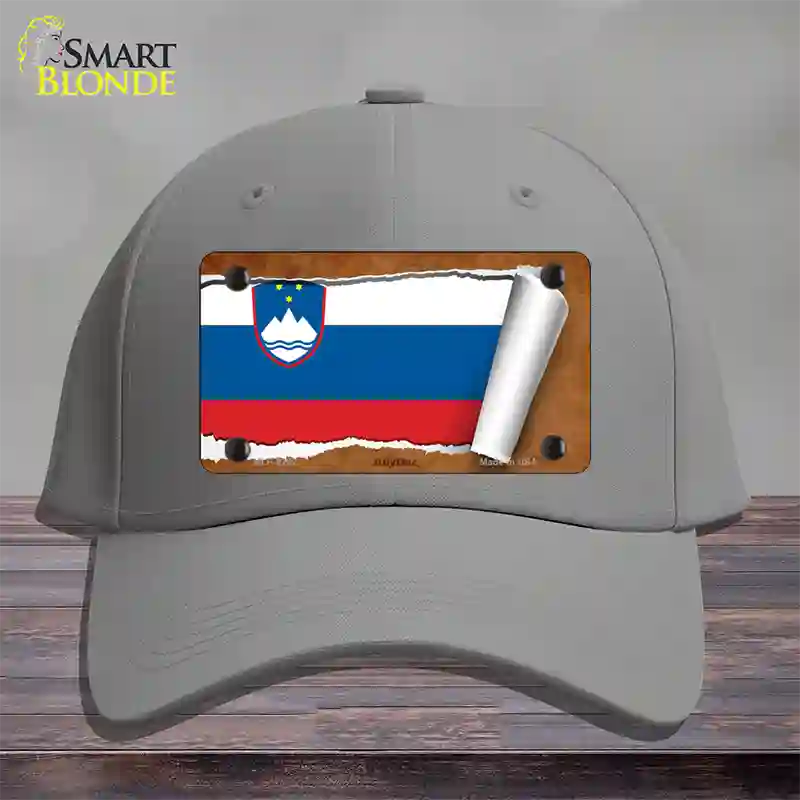 Slovenia Flag Scroll Novelty License Plate Hat Cotton / Gray