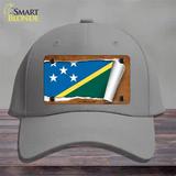 Solomon Islands Flag Scroll Novelty License Plate Hat Cotton / Gray