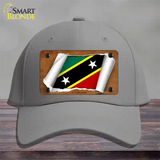 St Kitts-Nevis Flag Scroll Novelty License Plate Hat Cotton / Gray