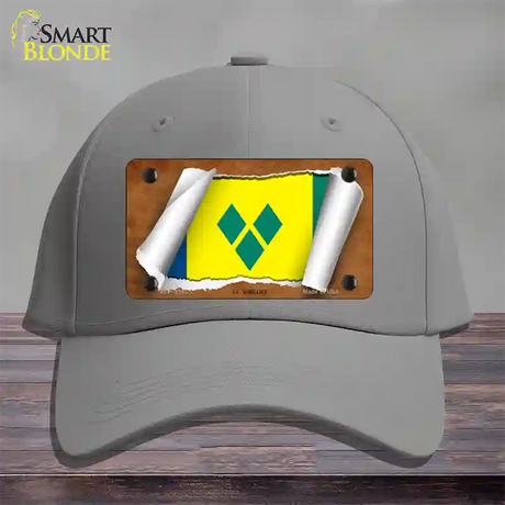 St Vincent Flag Scroll Novelty License Plate Hat Cotton / Gray